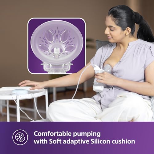 Philips Avent Portable Electric Breast Pump | No.1 Brand Recommended by Moms Worldwide | Soft adaptive Silicon Cushion | One Size Fits all | 4 + 4 Expression and Stimulation settings | Quiet Motor |Corded SCF323/11 - Image 6