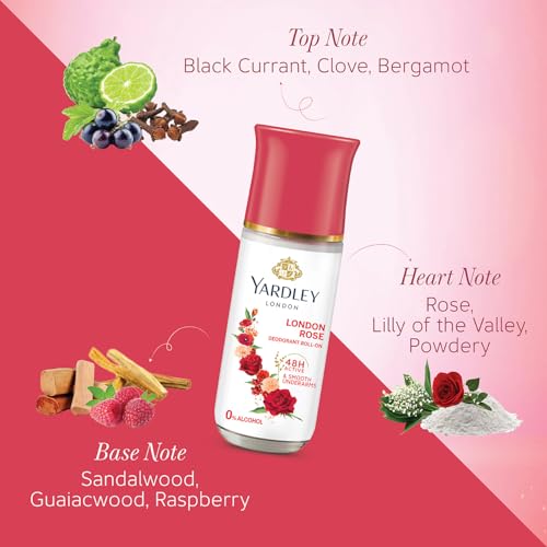 Yardley London London Rose Roll On Deodorant for Women 65ml - Image 5