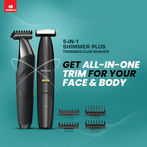 Havells ST8000 Shimmer plus, 5 in 1 rechargeable Dual-Blade Shaver cum Trimmer with 4 Trimming Combs - Image 5
