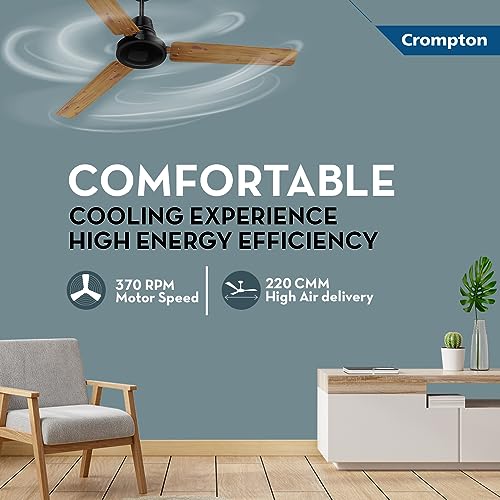Crompton Energion HS Wood 1200mm (48 inch) High Speed 5S Energy Efficient BLDC Ceiling Fan (Light Pinewood), Pack of 1 - Image 7