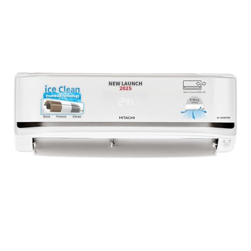 Hitachi 2 Ton 5 Star Xpandable+ Inverter Split AC (100% Copper, 4-Way Swing, ice Clean, Dust Filter, 5500STXL RAS.V522PCBISH1, White