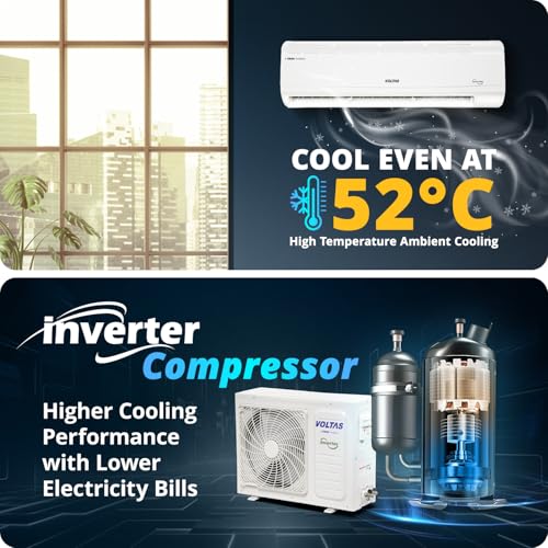 Voltas 245V Vectra Plus 2 ton 5 star inverter Split AC|4-IN-1 Adjustable mode| Energy Efficient|High ambient Cooling-cools even at 52°C|Anti dust filter with Anti-microbial coating| Copper Coil|White - Image 5