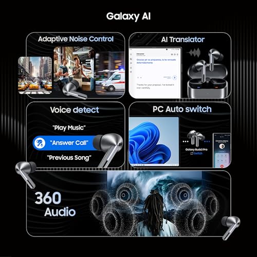 Samsung Galaxy Buds3 Pro Wireless Earbuds, Powered by Galaxy AI, IP57, Active Noise Cancellation, Adaptive Noise Control, 37hrs Battery, 360 Surround Sound, Pinch Controls, Galaxy Ecosystem, Silver - Image 4