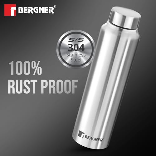 Bergner Walking Stainless Steel 3 Pcs (1000ml Each) Water Bottles with Screw Cap, Rustproof, Airtight & Leakproof Steel Bottle Set of 3, for Office, Home, College, Gym, Travel, Easy to Carry - Silver - Image 6