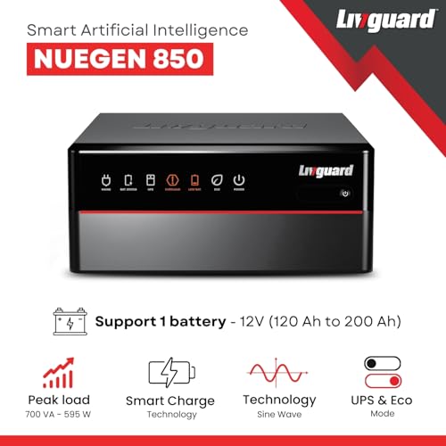 Livguard Neugen 700 VA/12V Pure Sine Wave Inverter with Artificial Intelligence | NUS850 for Homes and Offices | 3 Years Warranty - Image 2