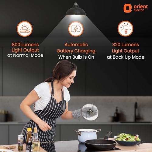 Orient Electric 9W Emergency LED Bulb| Rechargeable LED Light| 2 Hours Battery Backup| Up to 4 kV Surge Protection| 6500K, Cool White| B22d Base| Made in India| Pack of 1 - Image 3
