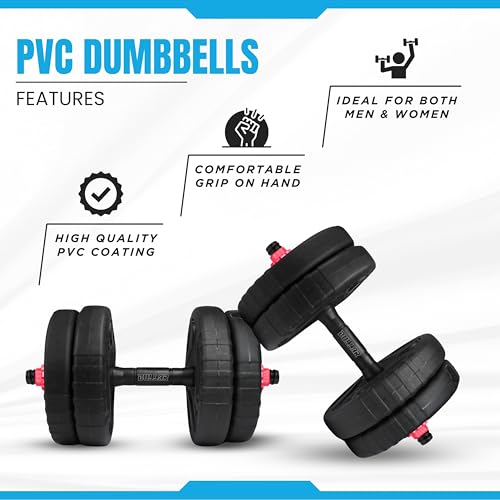 BULLAR Premium Adjustable Dumbbells Set 8 Kg to 30 Kg with Pair of Dumbbell Rods and PVC Weight Plates with Connector Rod (8Kg Combo with Connector Rod) - Image 3