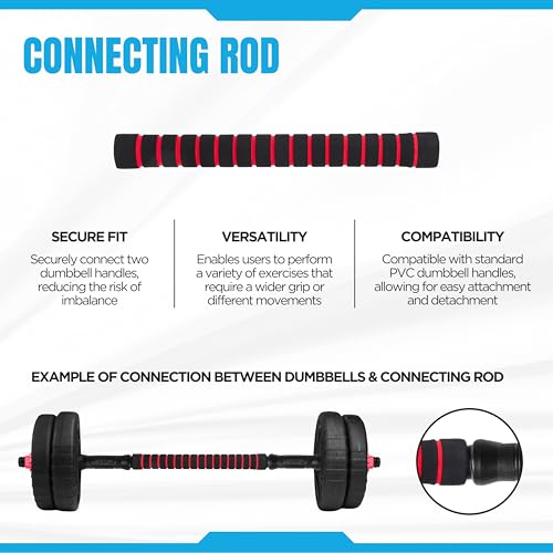 BULLAR Premium Adjustable Dumbbells Set 8 Kg to 30 Kg with Pair of Dumbbell Rods and PVC Weight Plates with Connector Rod (8Kg Combo with Connector Rod) - Image 7