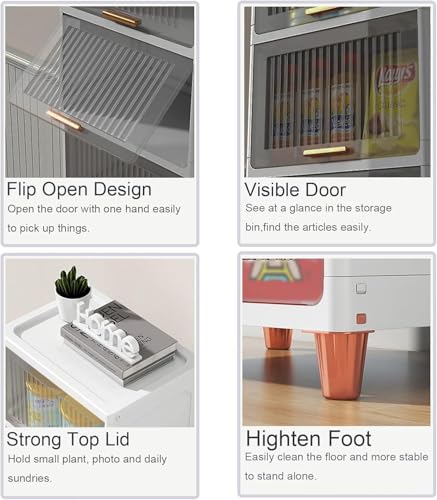 JD FRESH 5 Tier Foldable Plastic Rack for Storage/Kitchen Cupboard/Versatile and Sturdy Wardrobe for Clothes/Multipurpose Storage Organizer/Closet for Bedroom/Living Room/Laundry Room (Transparent) - Image 4