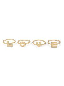 ZAVERI PEARLS Set of 4 Gold Tone LOVE Contemporary Rings For Women-ZPFK13733
