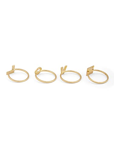 ZAVERI PEARLS Set of 4 Gold Tone LOVE Contemporary Rings For Women-ZPFK13733 - Image 6