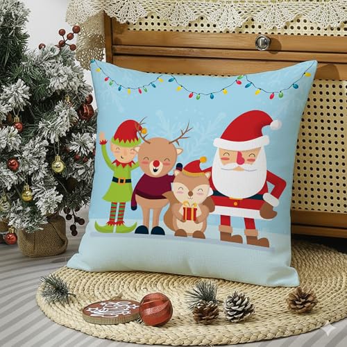 STITCHNEST Merry Christmas Printed Poly Cotton Cushion Cover Pack of 1 (12x12 Inches) - Image 2