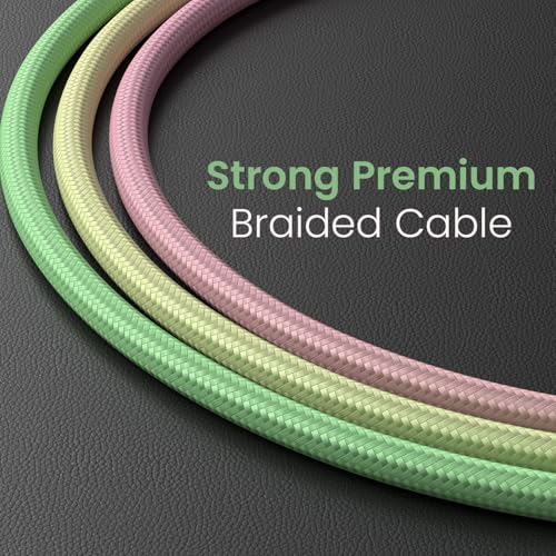 Portronics Hue x 60W Dual Tone Colour Type C Fast Charging Cable for Smartphones, Tablets,iPads, Laptops & Other Type C Devices, 480Mbps Data Sync, Premium Braided Cable (Green+Pink) - Image 7