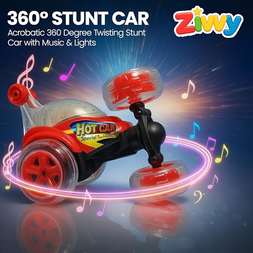 Stunt Racing Car Red | Forward/Backward & Left/Right Steering | LED Lights, Music & Spray Effect | Bluetooth Control | Rechargeable | Best Gift for Boys & Girls 2 3 4 5 6 7 8+ Years - Image 3