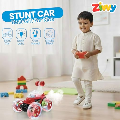 Stunt Racing Car Red | Forward/Backward & Left/Right Steering | LED Lights, Music & Spray Effect | Bluetooth Control | Rechargeable | Best Gift for Boys & Girls 2 3 4 5 6 7 8+ Years - Image 4