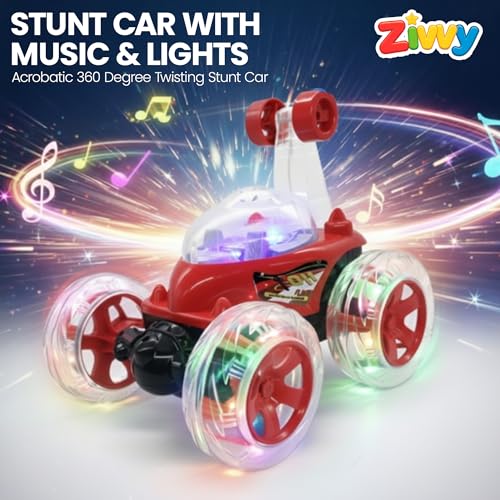 Stunt Racing Car Red | Forward/Backward & Left/Right Steering | LED Lights, Music & Spray Effect | Bluetooth Control | Rechargeable | Best Gift for Boys & Girls 2 3 4 5 6 7 8+ Years - Image 5