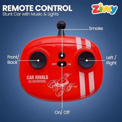 Stunt Racing Car Red | Forward/Backward & Left/Right Steering | LED Lights, Music & Spray Effect | Bluetooth Control | Rechargeable | Best Gift for Boys & Girls 2 3 4 5 6 7 8+ Years - Image 6
