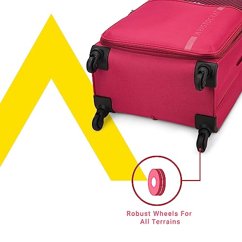 Aristocrat Striker Medium Size Soft Check in Luggage (69 Cm)|Spacious Polyester Trolley with 4 Spinner Wheels and Combination Lock|Dazzling Maroon|Unisex|3 Years Warranty - Image 6