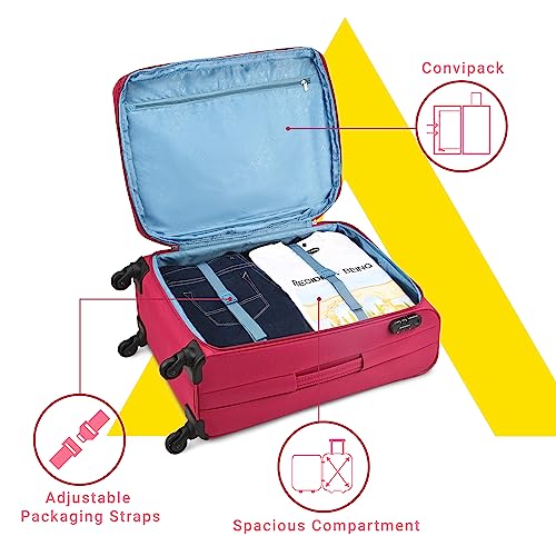 Aristocrat Striker Medium Size Soft Check in Luggage (69 Cm)|Spacious Polyester Trolley with 4 Spinner Wheels and Combination Lock|Dazzling Maroon|Unisex|3 Years Warranty - Image 7