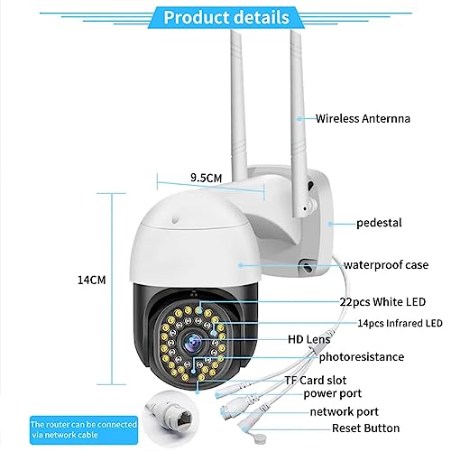 TECHNOVIEW Full HD Wi-Fi Outdoor Security Camera with Adapter, View Remote Auto Tracking 360� Rotation Smart Motion Detection Alarm Alert, 12MP 8 LEDs Zoom. (PTZ) - Image 3