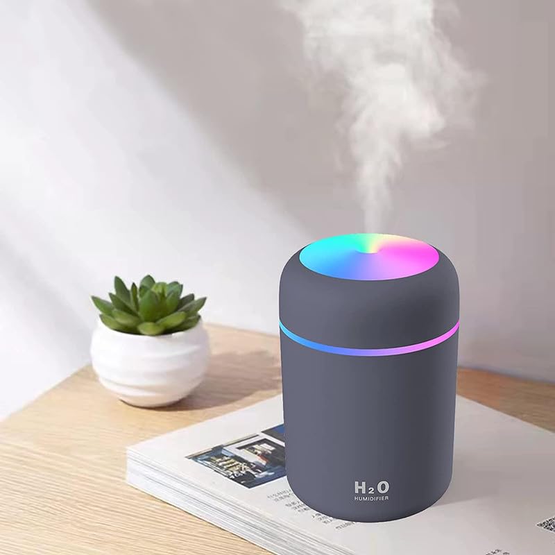 Humidifier With Colorful Light For Room, Bedroom, Office, Car (Grey), 300 ML - Image 4