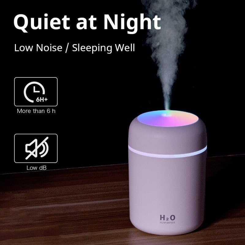 Humidifier With Colorful Light For Room, Bedroom, Office, Car (Grey), 300 ML - Image 6