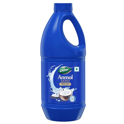 Dabur Anmol Gold 100% Pure Coconut Oil - 900ML | Natural | Nariyal Tel | Handpicked Sundried Coconuts | Multipurpose Oil