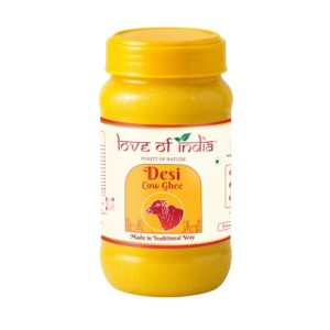 Love of India Desi Cow Ghee 1 Litre | Crafted using Traditional Indian Method | Danedar, Natural & Pure Cow Ghee | Ideal For Everyday Cooking & Puja
