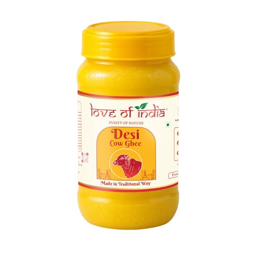 Love of India Desi Cow Ghee 1 Litre | Crafted using Traditional Indian Method | Danedar, Natural & Pure Cow Ghee | Ideal For Everyday Cooking & Puja