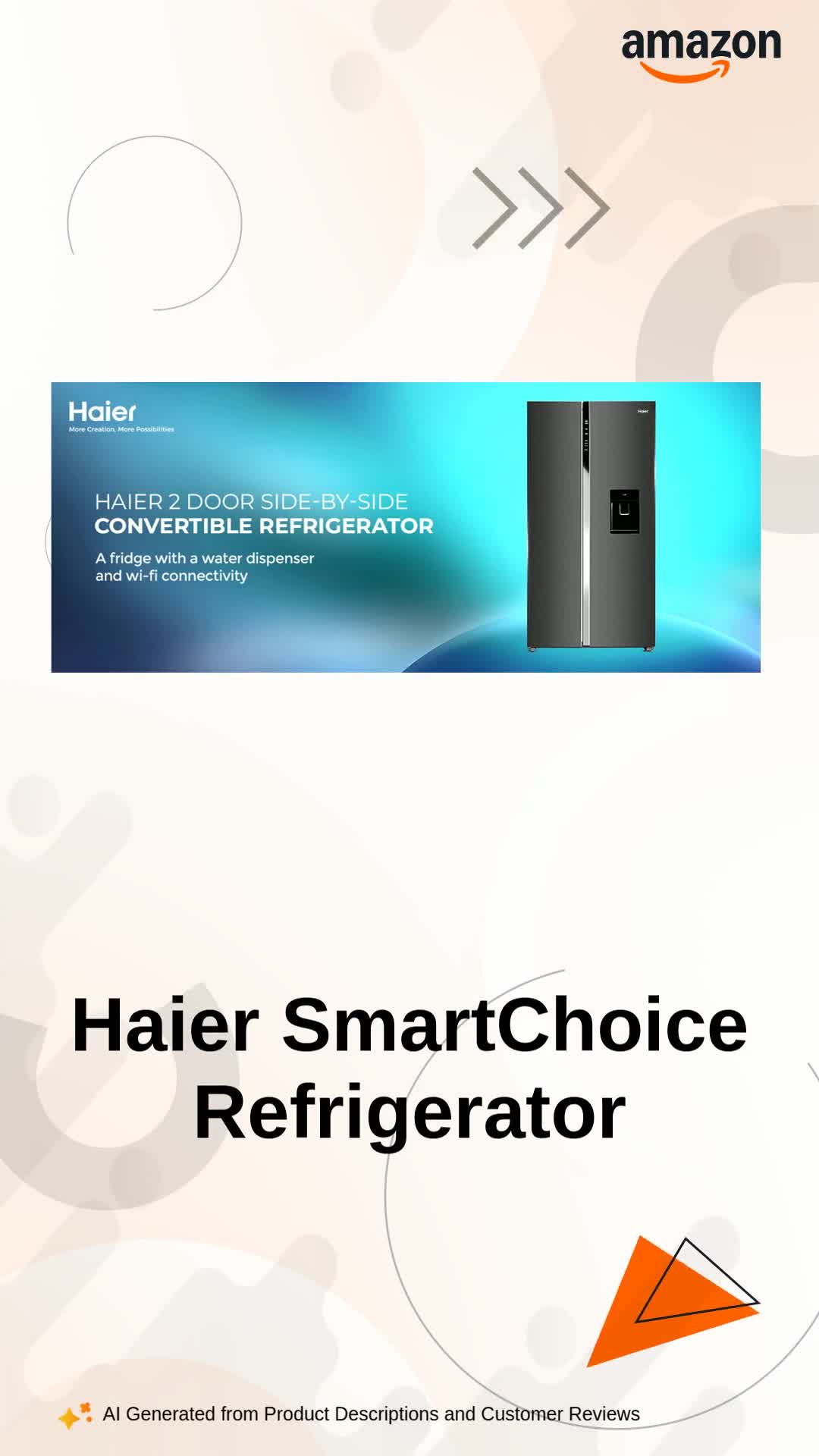 Haier SmartChoice 596L 3Star 2-Door Water Dispenser Side by Side Frost Free Refrigerator|Convertible|Smart Sense AI | Expert Inverter|Digital Display Panel (2025 Model, HRS-682WGKU1, Graphite Black) - Image 2