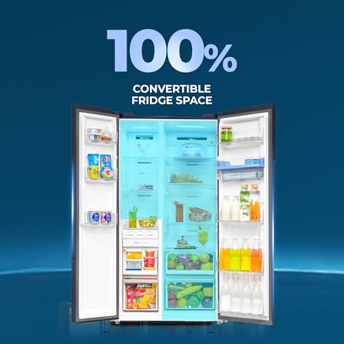 Haier SmartChoice 596L 3Star 2-Door Water Dispenser Side by Side Frost Free Refrigerator|Convertible|Smart Sense AI | Expert Inverter|Digital Display Panel (2025 Model, HRS-682WGKU1, Graphite Black) - Image 5