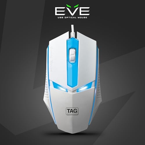 TAG EVE Wired Optical Mouse White USB Interface, 1000 DPI High Precision Sensor, 3 Button Control, Breathing LED Light, Lightweight & Portable Design, for PC Laptop Desktop – for Windows Mac Linux - Image 4