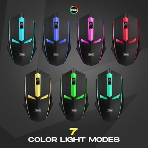 TAG EVE Wired Optical Mouse White USB Interface, 1000 DPI High Precision Sensor, 3 Button Control, Breathing LED Light, Lightweight & Portable Design, for PC Laptop Desktop – for Windows Mac Linux - Image 6