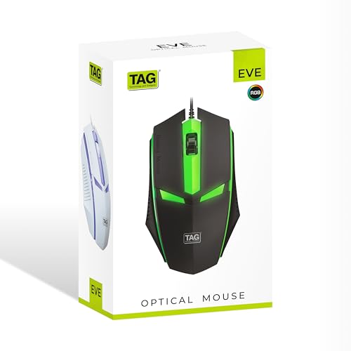 TAG EVE Wired Optical Mouse White USB Interface, 1000 DPI High Precision Sensor, 3 Button Control, Breathing LED Light, Lightweight & Portable Design, for PC Laptop Desktop – for Windows Mac Linux - Image 7