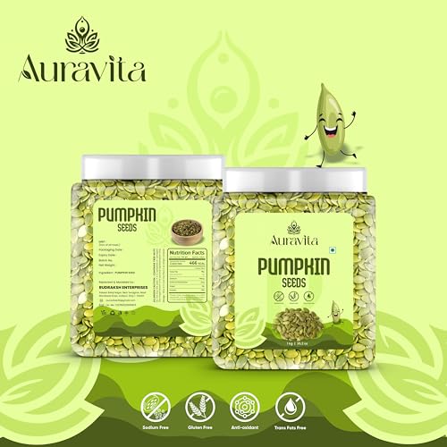 Auravita Premium Pumpkin Seeds 1KG - Natural & Raw Seeds for Eating | Immunity Booster and Protein Rich Seeds | Healthy Diet Snacks Gift Pack - Image 6