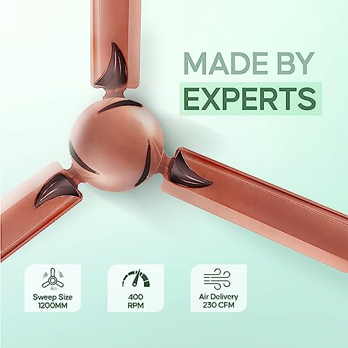 Longway Creta P1 1200 mm/48 inch Remote Controlled 3 Blade Anti-Dust Decorative Star Rated Ceiling Fan (Rusty Brown, Pack of 1) - Image 5