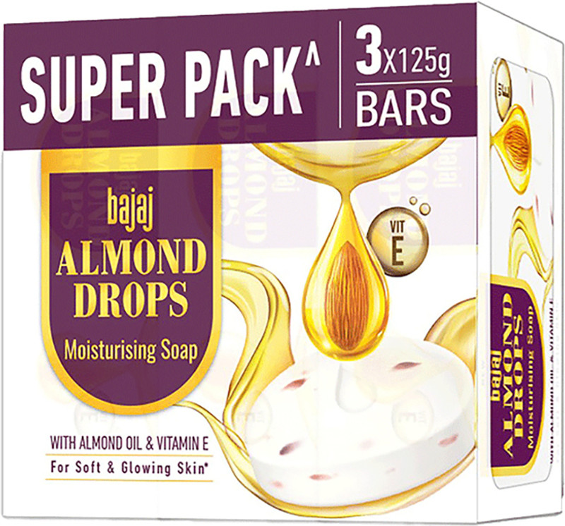 BAJAJ Almond Drops Moisturising Soap with Almond Oil & Vitamin E(3 x 125 g)
