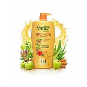 Dabur Vatika Naturals Ayurvedic Shampoo - 640 ml | 10 Natural Herb Extracts | Contains Rosemary, Aloe Vera, Amla, Almond & Bhringraj | Up to 100% Damage Repair | Everyday Shampoo for Women & Men
