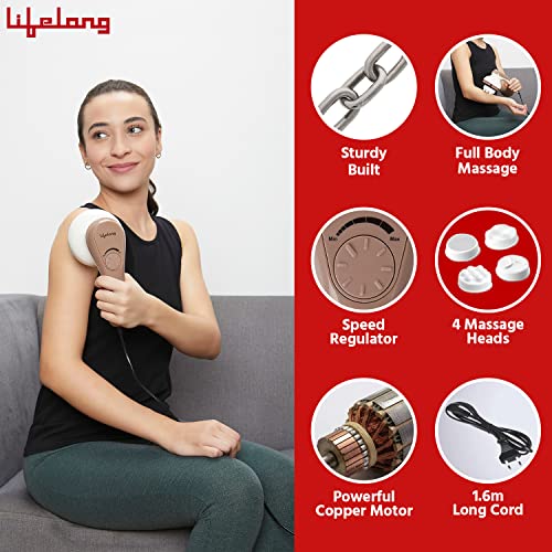 Lifelong Full Body Massager Machine for Pain Relief | Body & Back Pain Relief Product | Handheld Electric Manipol Mini Massager | 5-Speed Settings | Best Gift for Women & Men (LLM270, Brown) - Image 4