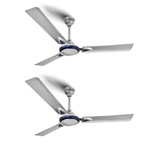 Longway Brezza 1200 mm (48") Anti-dust, 400 RPM, High Speed 3 Blade Ceiling Fan (Silver Blue,Pack of 2)