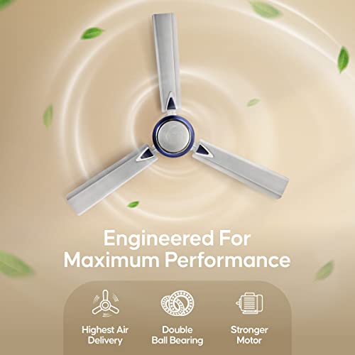 Longway Brezza 1200 mm (48") Anti-dust, 400 RPM, High Speed 3 Blade Ceiling Fan (Silver Blue,Pack of 2) - Image 4