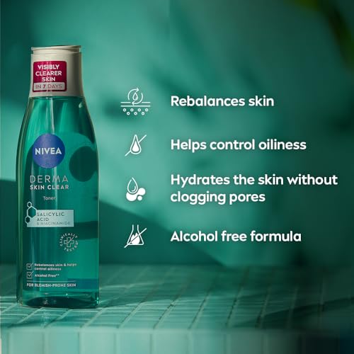 NIVEA Derma Skin Clear Toner (200ml), Cleansing and Hydrating, Salicylic Acid Toner Enriched with Niacinamide to Rebalance and Remove Impurities, For Blemish-Prone Skin - Image 5