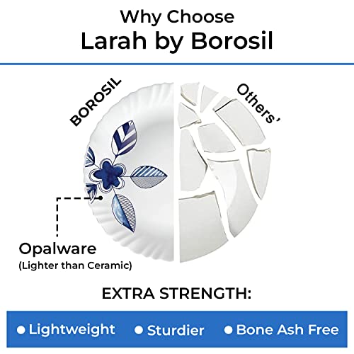 Larah by Borosil Morning Glory Silk Series Opalware Dinner Set | 47 Pieces for Family of 8 | Microwave & Dishwasher Safe | Bone-Ash Free | Crockery Set for Dining & Gifting | Plates & Bowls | White - Image 6