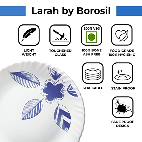 Larah by Borosil Morning Glory Silk Series Opalware Dinner Set | 47 Pieces for Family of 8 | Microwave & Dishwasher Safe | Bone-Ash Free | Crockery Set for Dining & Gifting | Plates & Bowls | White - Image 7