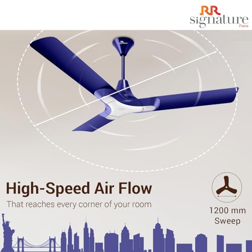 RR Signature 1200MM New York Brooklyn I Energy Efficient I High Speed Ceiling Fan I Oxford Blue (3 + 2 Years Warranty - Image 6