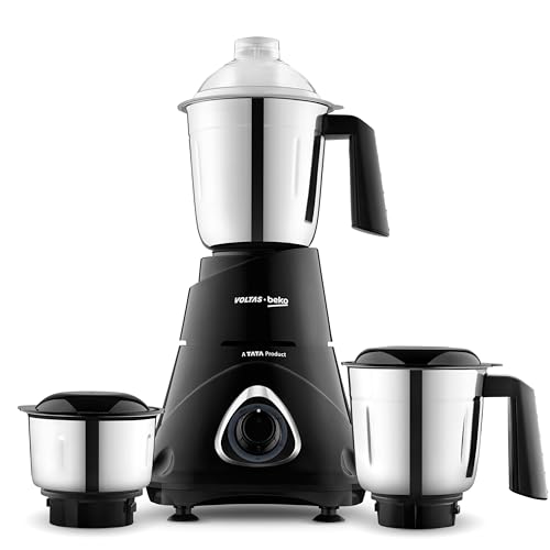 Voltas Beko, A Tata Product Superefficient 750 W Mixer Grinder with GrindX Technology (G7503HP-BL | 3 Jars | Black)