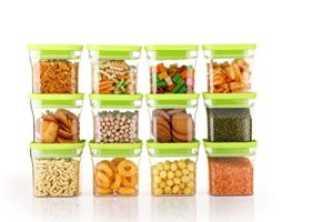 Unbreakable Kitkat Square Plastic Containers Set for Kitchen Storage 600 ML Kitchen Container, Storage Containers, Container Sets, Grocery Container, Air-Tight (GREEN, 3)