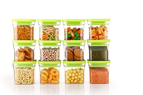 Unbreakable Kitkat Square Plastic Containers Set for Kitchen Storage 600 ML Kitchen Container, Storage Containers, Container Sets, Grocery Container, Air-Tight (GREEN, 3)