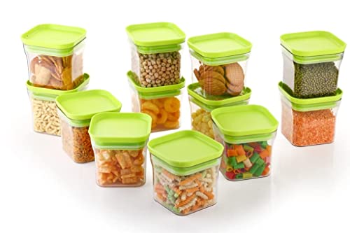 Unbreakable Kitkat Square Plastic Containers Set for Kitchen Storage 600 ML Kitchen Container, Storage Containers, Container Sets, Grocery Container, Air-Tight (GREEN, 3) - Image 2