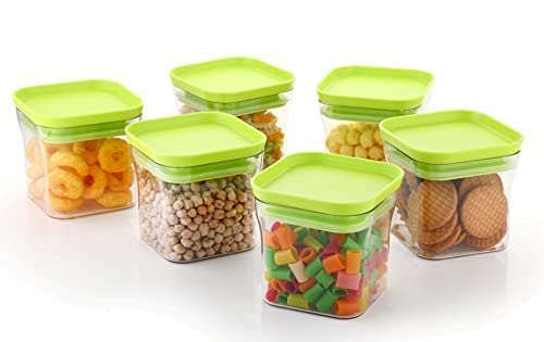 Unbreakable Kitkat Square Plastic Containers Set for Kitchen Storage 600 ML Kitchen Container, Storage Containers, Container Sets, Grocery Container, Air-Tight (GREEN, 3) - Image 5